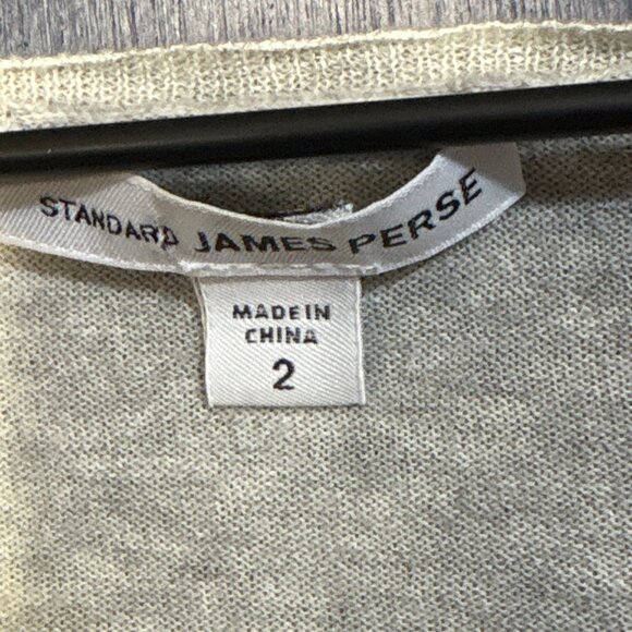 Standard James Perse Womens Long Sleeve Scoop Neck Top Size M Light Gray Cotton - Picture 3 of 4